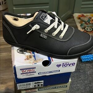 Skechers BOBS Black Sneakers with White Accents